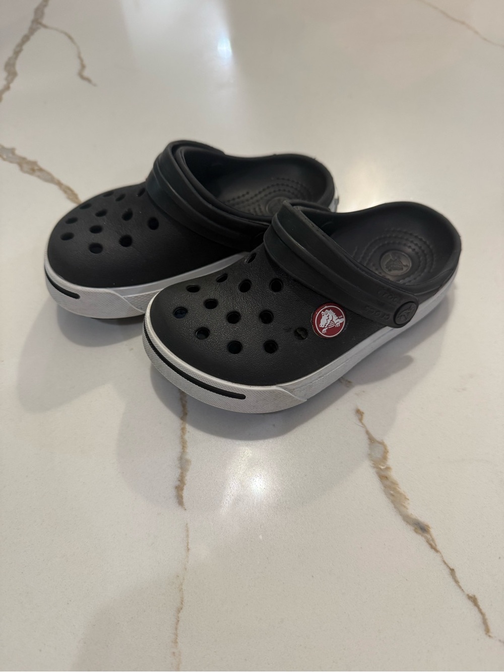 CROCS Kids Black and White Clog Sandals| Size C8/9 - Picture 6 of 8